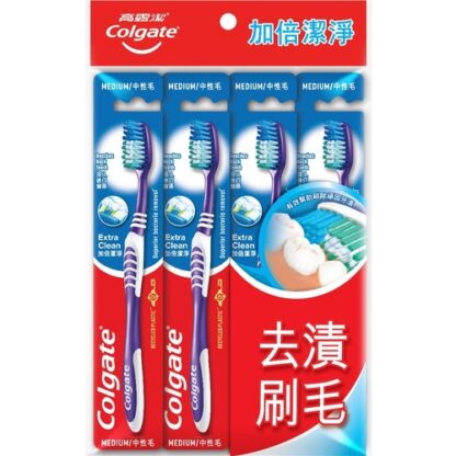 高露潔 加倍潔淨 中性毛 牙刷 4入