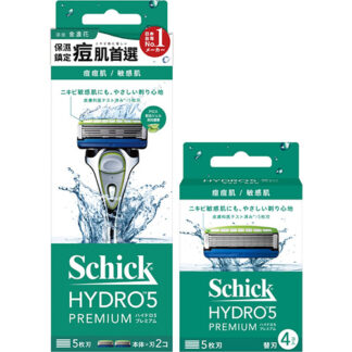 【Schick舒適牌】水次元5 PREMIUM 敏感肌用 (刮鬍刀把/刮鬍刀片)