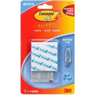 3M 透明中型無痕膠條 9入