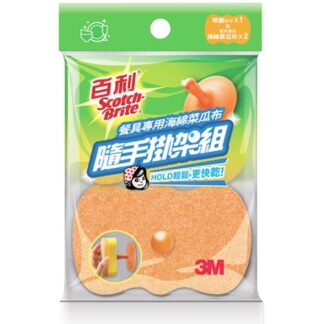 3M 百利 隨手掛架組 餐具專用海棉菜瓜布2片+吸盤掛勾1入