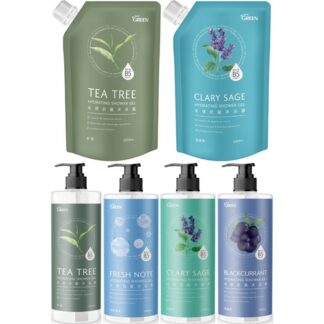 綠的GREEN 水感抗菌沐浴露 瓶裝/補充包 1000ml (茶樹/清新海洋/鼠尾草/黑醋栗)