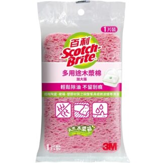 【顏色隨機出貨】3M 百利 多用途天然木漿棉 加大版 1片裝