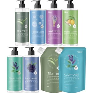 綠的GREEN 水感抗菌沐浴露 瓶裝/補充包 1000ml (茶樹/清新海洋/鼠尾草/黑醋栗/香檸海鹽/薰衣草)